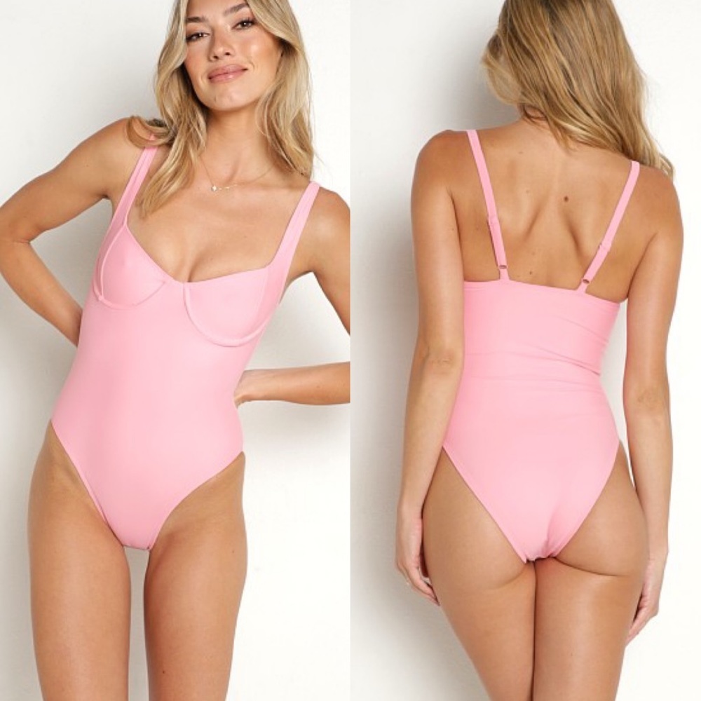 NWT Seea Ginger One Piece Pink Bikini Swimsuit Non-Padded Underwire Small